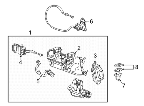 2022 Chevy Corvette Engine Lid Lock & Hardware Diagram