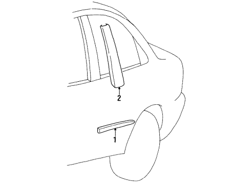 1998 Chevy Metro Molding,Rear Side Door Front Garnish Diagram for 30013910