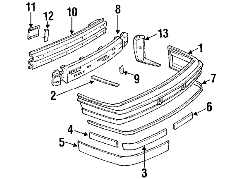 1990 Buick Regal Molding, Front Bumper Fascia Inner L.H. (Bright) Diagram for 10053199