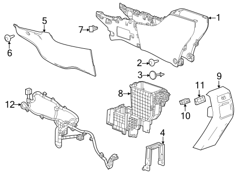 2024 Chevy Trax Center Console Diagram