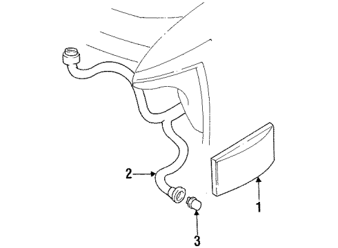 1996 Oldsmobile Cutlass Supreme Headlamp Components, Park & Signal Lamps, Side Marker Lamps Diagram