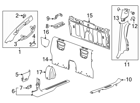 2021 Chevy Colorado Molding Assembly, Rear Side Door Sill Garnish *Black Diagram for 23221224