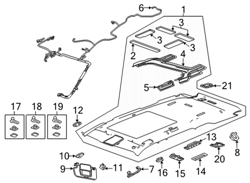 2021 GMC Yukon XL Microphone Assembly, Active Noise Cancellation Diagram for 84798058