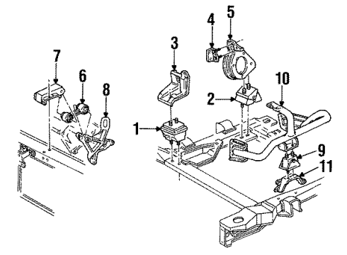 1993 Pontiac Grand Prix Engine & Trans Mounting Diagram 2 - Thumbnail