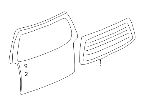 2002 Pontiac Montana Lift Gate - Glass & Hardware Diagram