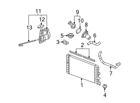 2007 Chevy Monte Carlo Radiator & Components Diagram