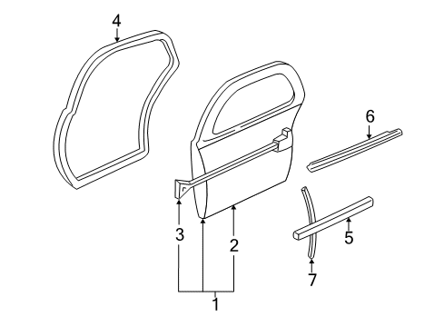 2003 Buick Regal Weatherstrip,Front Side Door Auxiliary Diagram for 10414619