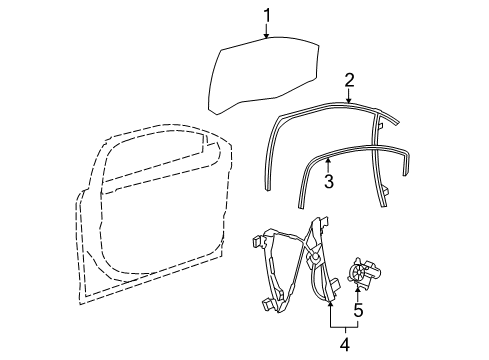 2008 Chevy Malibu Front Door - Glass & Hardware Diagram