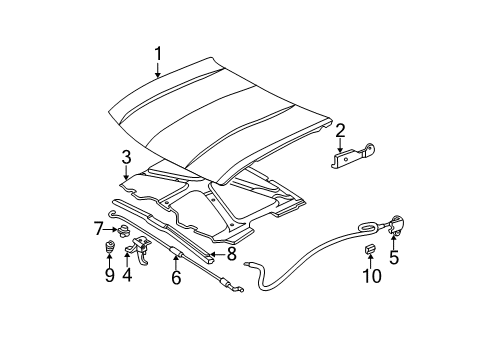 2003 Chevy Trailblazer Hood & Components, Body Diagram