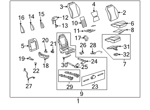 2010 Chevy Malibu Passenger Seat Components Diagram 2 - Thumbnail