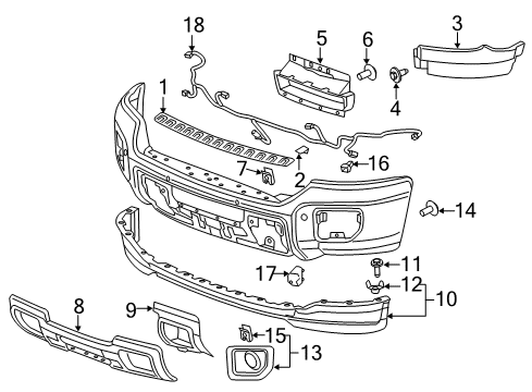 2017 GMC Sierra 3500 HD Front Bumper Diagram 2 - Thumbnail