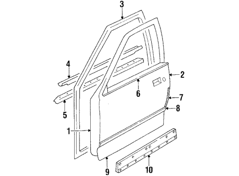 1992 Oldsmobile Cutlass Ciera Front Door & Components, Exterior Trim, Body Diagram 2 - Thumbnail