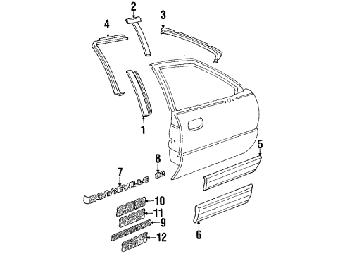 1992 Pontiac Bonneville Molding Kit, Front Side Door Center Lh *Blac Diagram for 12519948