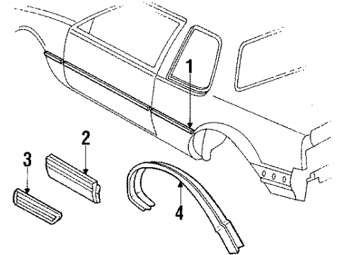 1990 Buick Skylark Molding Assembly, Outer Panel Front Of Rear Wheel Opening *Black Diagram for 20717338