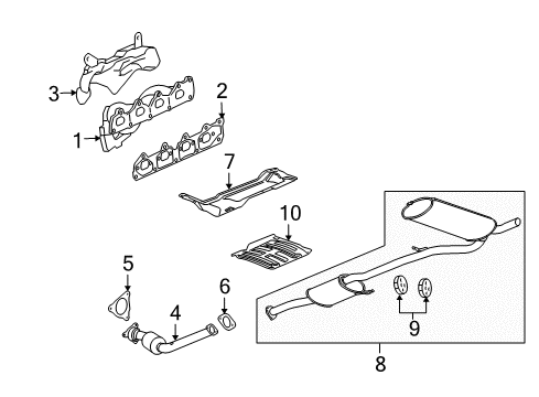 2008 Saturn Vue Exhaust Components, Exhaust Manifold Diagram 2 - Thumbnail