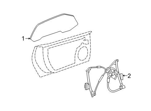 2009 Chevy Corvette Door - Glass & Hardware Diagram