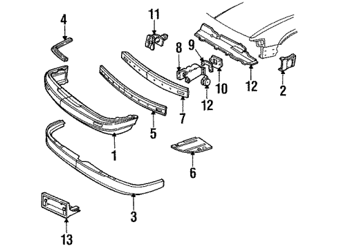 1985 Pontiac Grand Am Front Bumper, Cover Diagram for 12334943