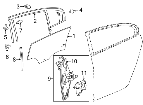 2012 Buick Regal Window,Rear Side Door Diagram for 22870569