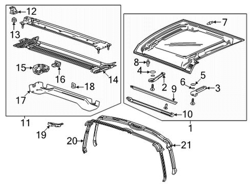 2022 GMC Hummer EV Pickup PANEL ASM-RR RF LIFT OFF *OPAQUE/SOLID Diagram for 85555118