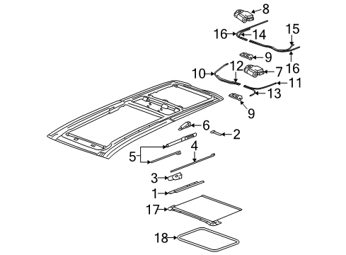 2004 Cadillac SRX Lace,Roof Vent Window Opening Trim Finish Diagram for 21997805