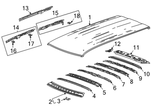 2022 Cadillac Escalade ESV Roof & Components Diagram