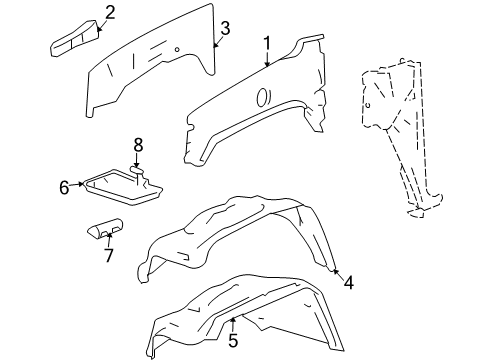 2008 Hummer H2 Shield,Front Wheelhouse Panel Splash Diagram for 15193457