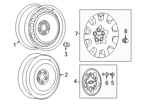 2014 Chevy Caprice Wheels, Covers & Trim Diagram