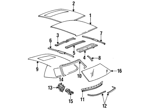 1994 Cadillac Fleetwood Roof External Panel Emblem Assembly "Wreath" Diagram for 7643400