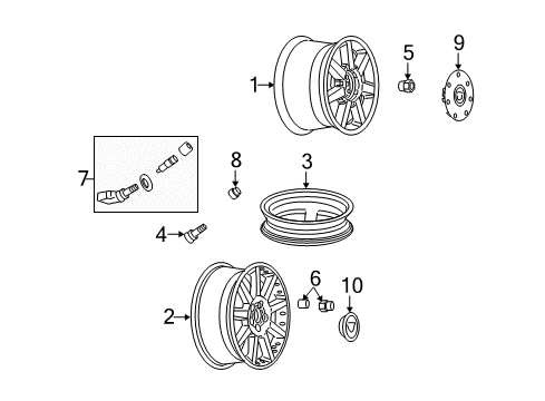 2008 Cadillac STS Wheel Rim, 17X8.0 X48 Aluminum *Painted Diagram for 9596616