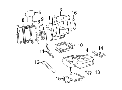 2007 Hummer H2 Pad,Passenger Seat Back Cushion Diagram for 88940358