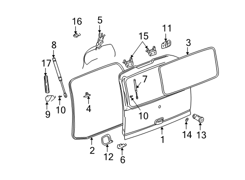 2004 Cadillac Escalade ESV Gate & Hardware Diagram