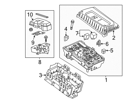 2014 Cadillac ELR Block Assembly, Front Compartment Fuse Diagram for 22940312