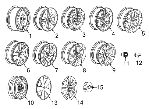 2019 Chevy Sonic Wheels, Covers & Trim Diagram