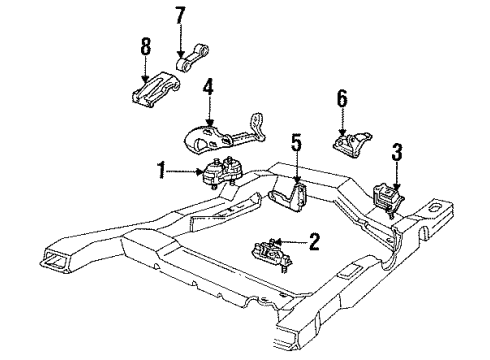 1986 Oldsmobile Cutlass Ciera Engine & Trans Mounting Diagram 2 - Thumbnail