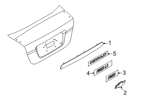 2005 Chevy Aveo Handle,Rear Compartment Lid Pull Diagram for 96497074