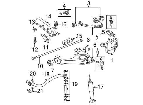 2000 Chevy Silverado 1500 Arm Kit,Front Upper Control Diagram for 12475485