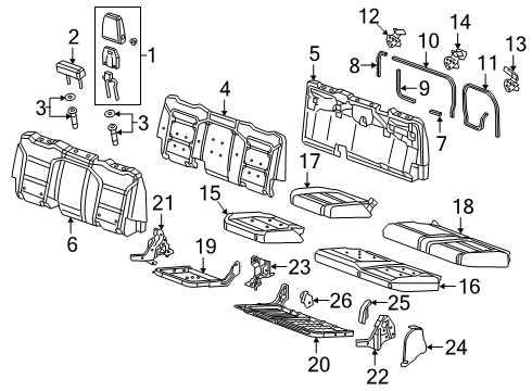 2022 Chevy Silverado 1500 LTD Rear Seat Components Diagram 3 - Thumbnail