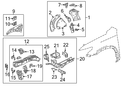 2021 Chevy Traverse Structural Components & Rails Diagram