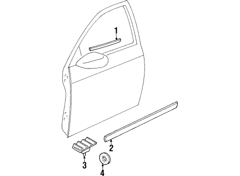 1999 Cadillac Catera Sealing Strip,Front Side Door Window Outer Diagram for 24414476