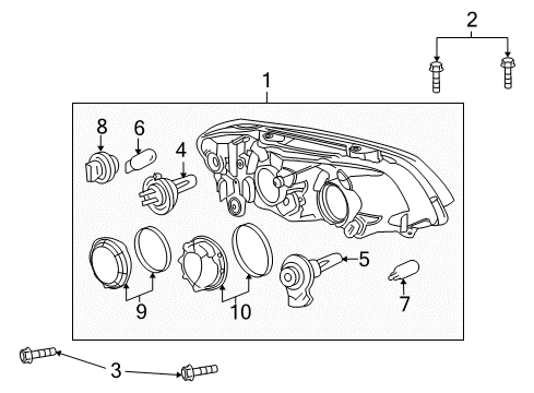 2009 Pontiac G8 Attachment Pkg, Headlamp Diagram for 92207548