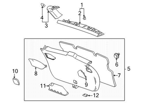 2021 Chevy Trailblazer Panel Assembly, L/Gate Lwr Tr Fin *Jet Black Diagram for 42763432