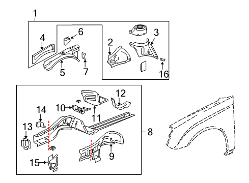 2009 Chevy Malibu Structural Components & Rails Diagram 1 - Thumbnail