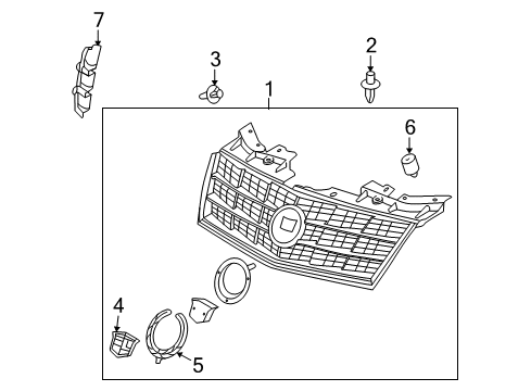 2008 Cadillac STS Grille & Components Diagram 2 - Thumbnail