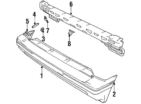 1998 Chevy Tracker Rear Bumper Cover *Black Diagram for 91173384