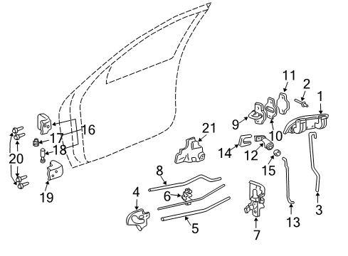 2001 Chevy Cavalier Front Door - Lock & Hardware Diagram