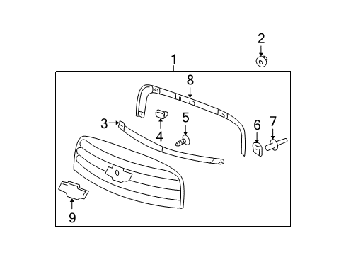 2011 Chevy HHR Grille & Components Diagram