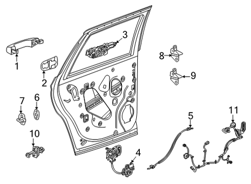 2021 Cadillac Escalade ESV Rear Door, Body Diagram 2 - Thumbnail