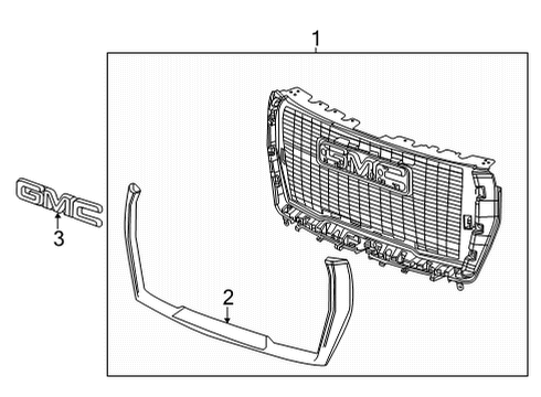 2022 GMC Yukon XL Grille & Components Diagram