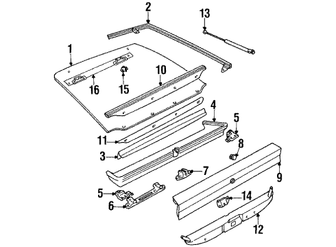 1984 Chevy Cavalier Lift Gate Glass, Hardware Diagram