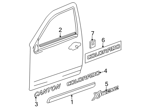 2008 Chevy Colorado Exterior Trim - Front Door Diagram